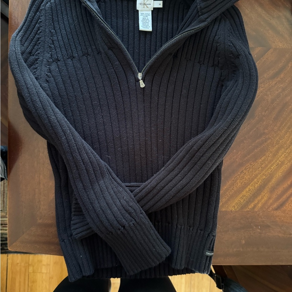 Calvin Klein Jeans Black Ribbed Zip Sweater